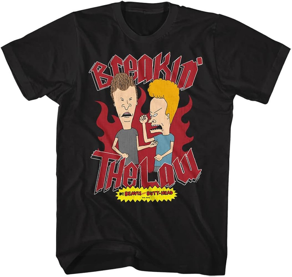 Beavis And Butthead Breaking The Law Black T-Shirt